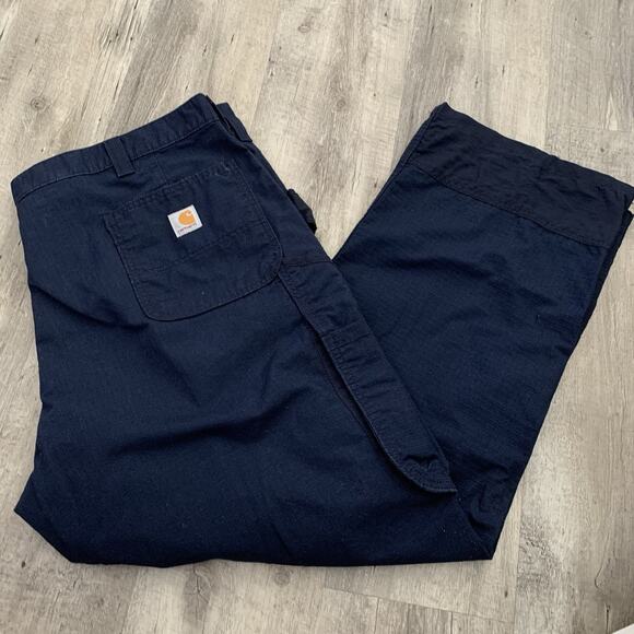 Carhartt Pants Mens Sz 44x30 Brockton Ripstop Cargo Loose Fit Navy Blue 103903 - Picture 1 of 6